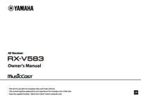 Yamaha RX-V583 - Owners manual